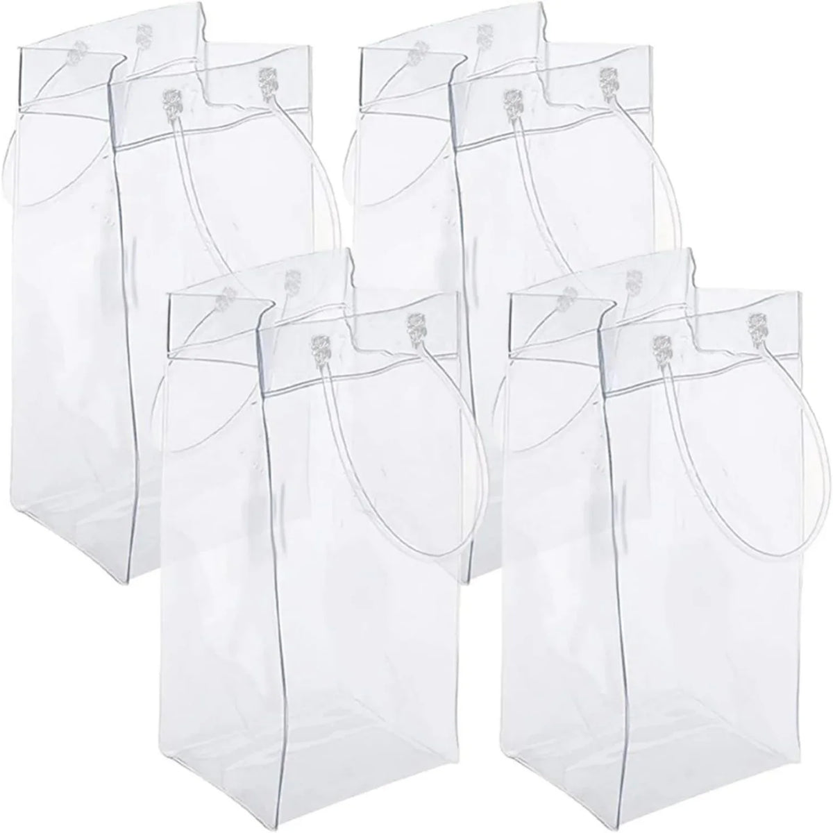4PCS Transportable Foldable Champagne Ice Bag Beer Cooler Clear White PVC Wine Chiller Ice Bag for Cold Drink at Outdoor Event