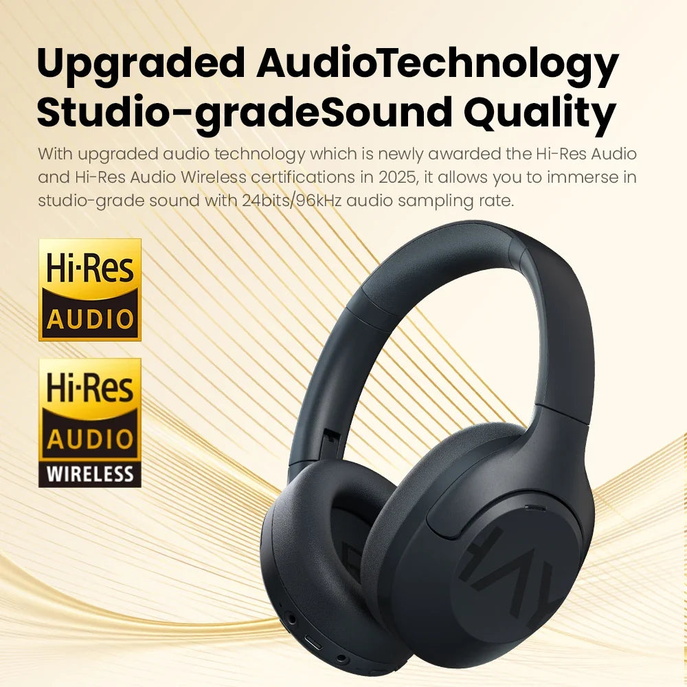 HAYLOU S30 Wireless Bluetooth 5.4 Headphones 43dB Adaptive Noise Cancelling Headsets 40mm Driver 80H Playtime Earphones