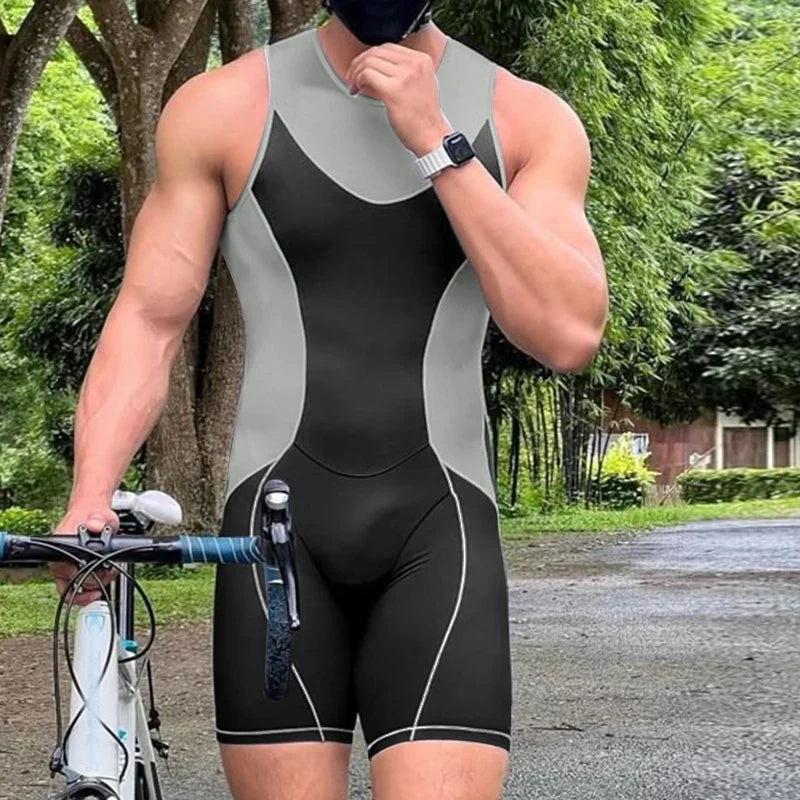 INCERUN Men Cycling Bodysuit Patchwork