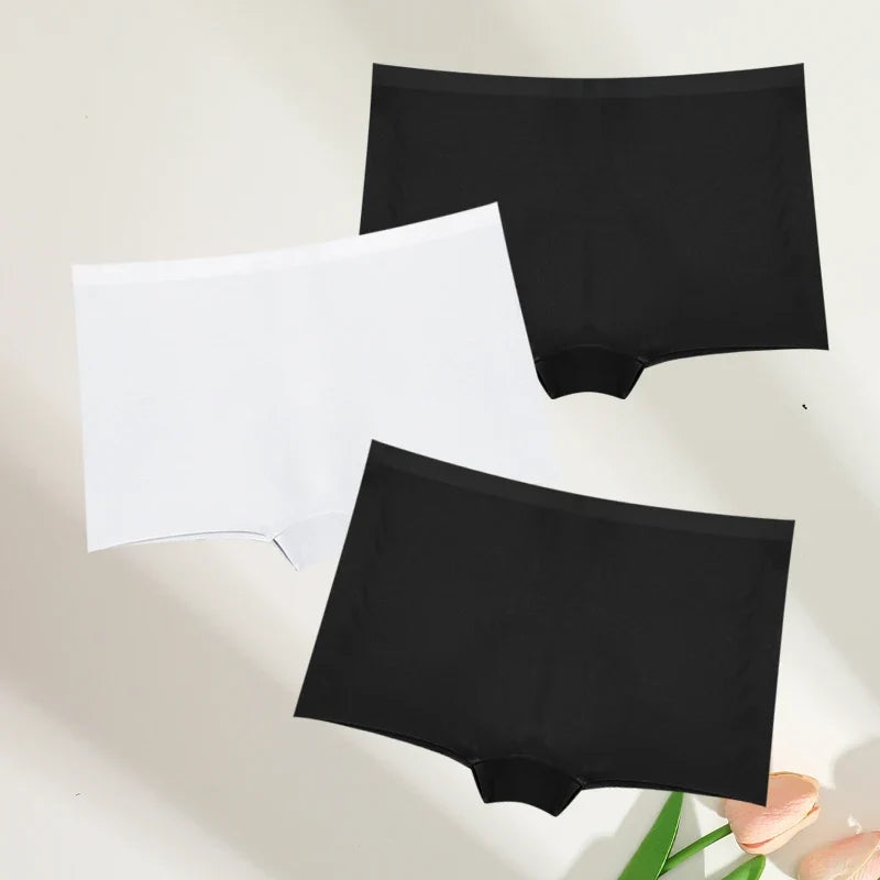 FINETOO 3pc Seamless Soft Boyshort Women's Panties Sexy Breathable Invisible Underwear Female Soild Comfortable Stretch Lingerie