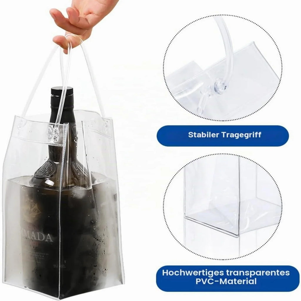 1/2/4pcs ICE Bags PVC Transparent Cooler Clear Pouch Ice Bucket Wine