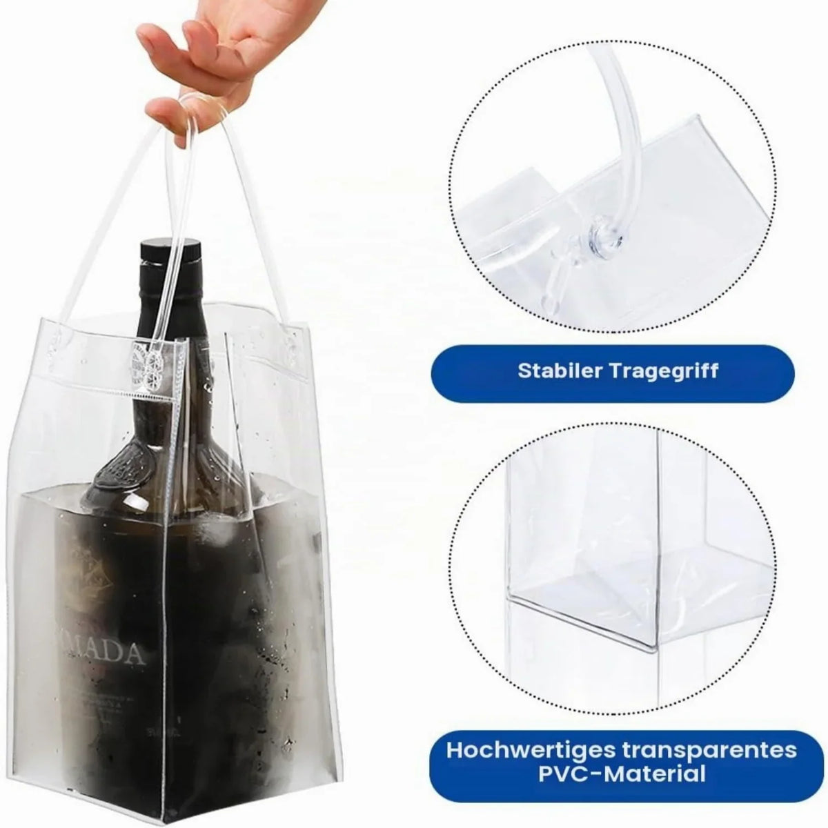 1/2/4pcs ICE Bags PVC Transparent Cooler Clear Pouch Ice Bucket Wine