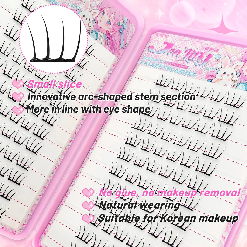 K-pop 2.0 Self-Adhesive False Eyelashes Easy Wear Glue Trendy Daily/Party Eye Makeup Accessory