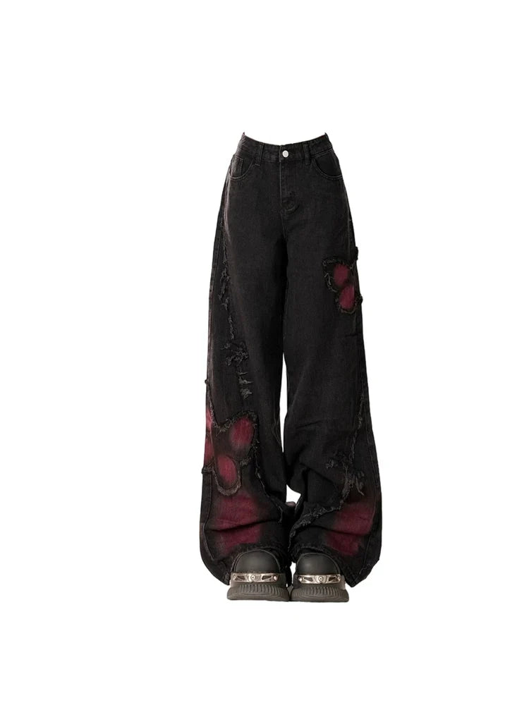 Women's Butterfly Jeans | High-Waisted Wide-Leg Denim | Casual Wear & Streetwear