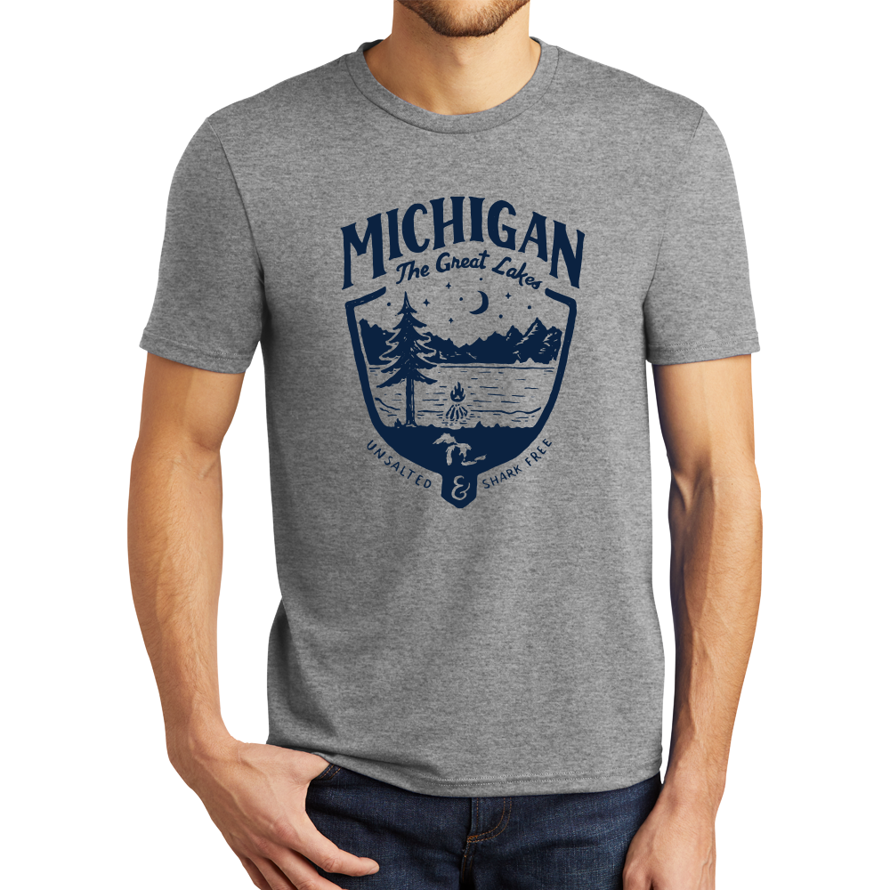 Mens T-Shirt Michigan Shield (Grey)
