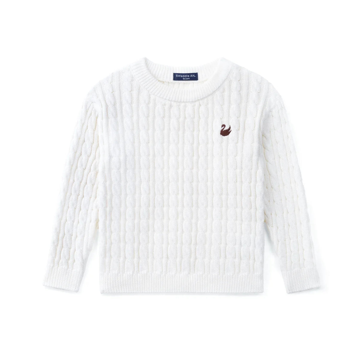 Classic Cable Knit Baby Sweater in White
