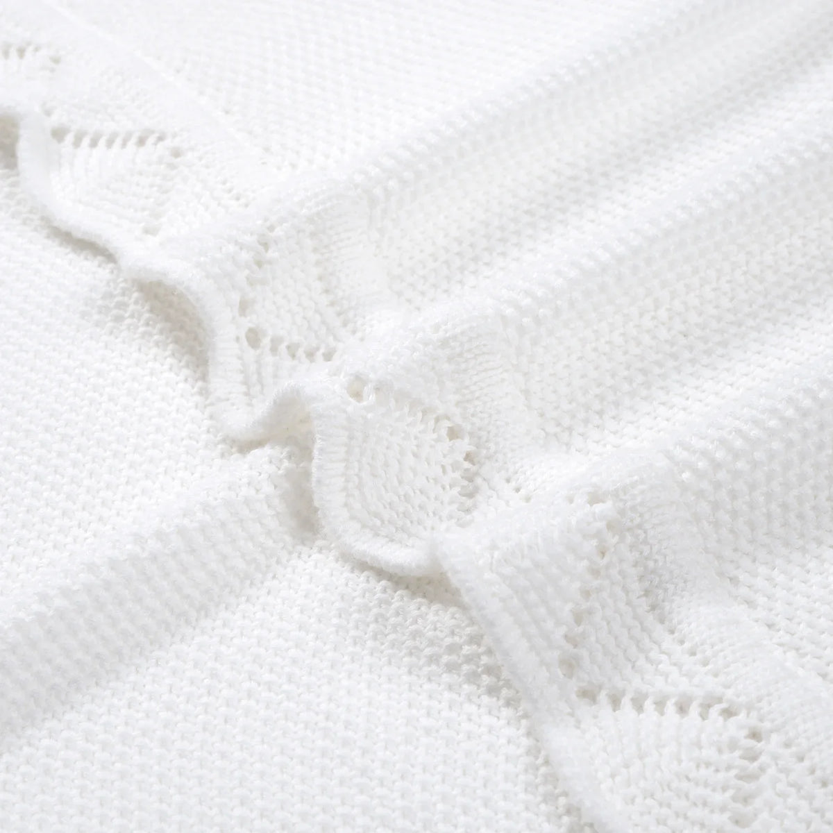 Heirloom Lace Knit Baby Blanket in White
