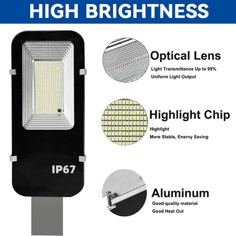 Solar LED Street Light | 281 LEDs & Remote Dimming | Driveways, Gardens & Outdoor Paths
