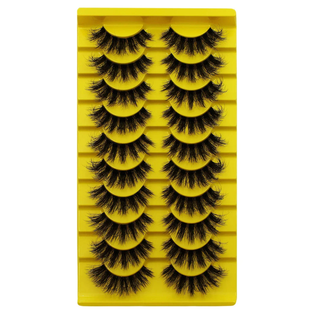 10 Pairs False Fluffy Russian Strip Lashes 3D Fake Lashes Makeup Messy False Eyelashes Fluffy Thick Lashes