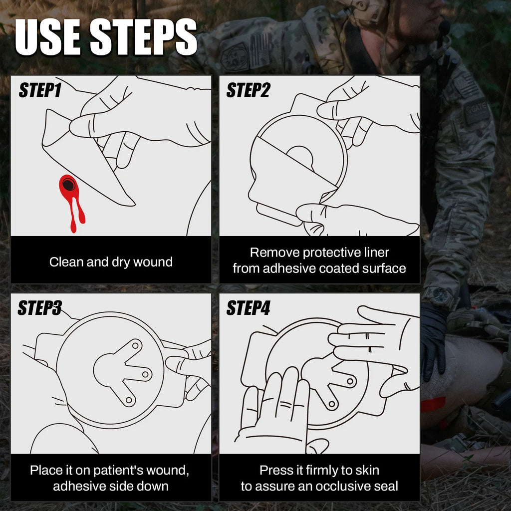 Chest Seal Dressing | Vented & Non-Vented Pack Options | Emergency First Aid & Trauma Kits