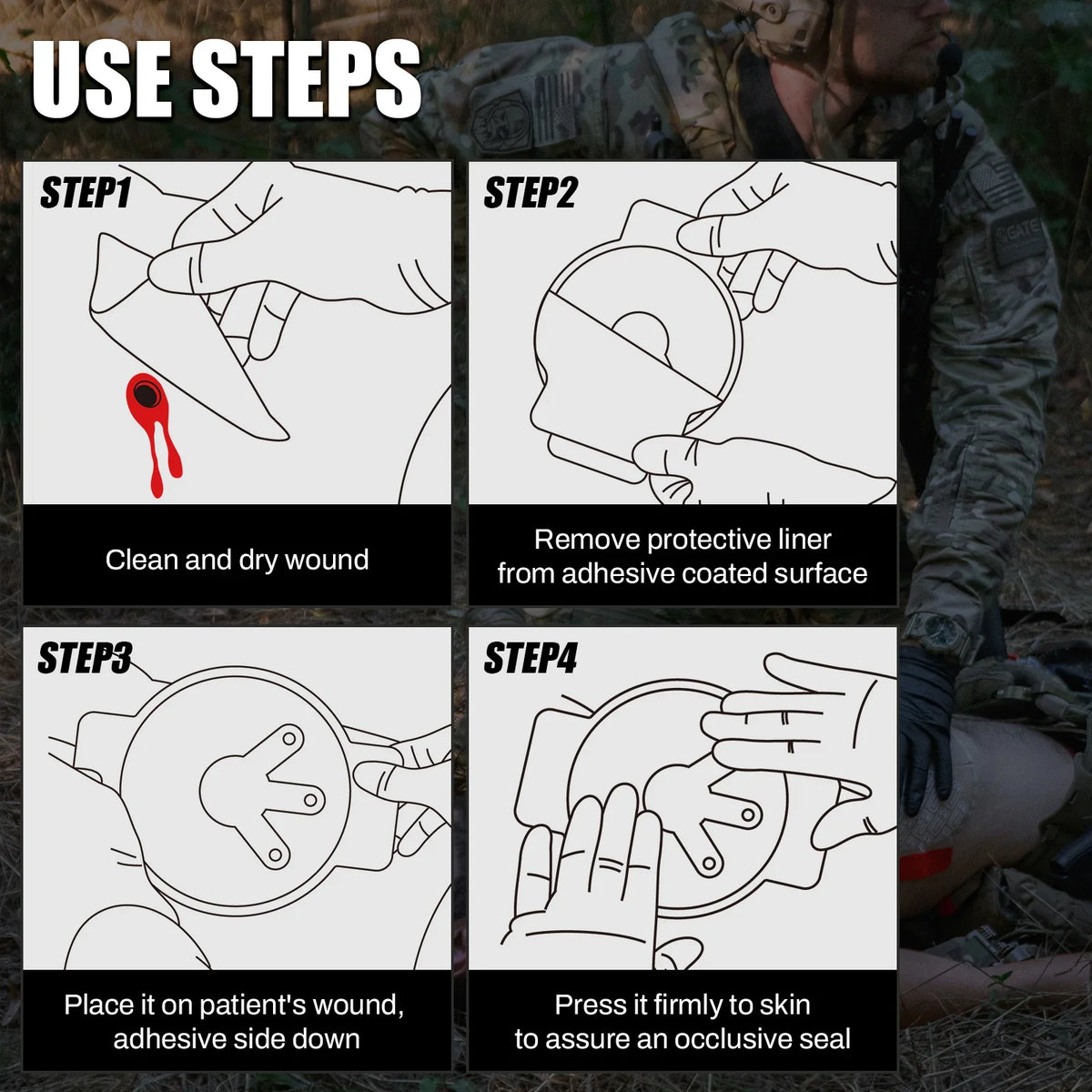 Chest Seal Dressing | Vented & Non-Vented Pack Options | Emergency First Aid & Trauma Kits