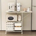 Rolling Kitchen Island Cart | 6-Drawer Storage Cart with Fold-Out Extended Desktop | Kitchen, Dining Room & Home Office