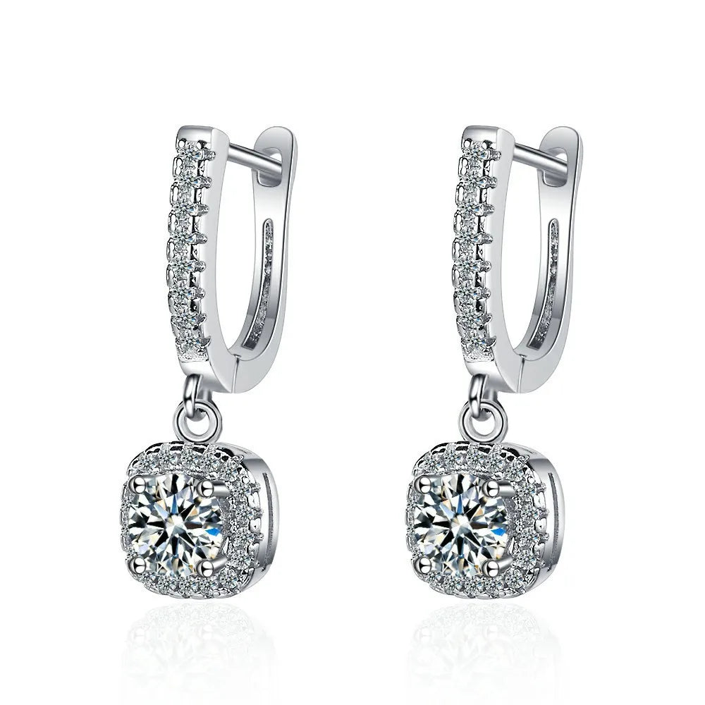 2CT Moissanite Huggie Hoop Earrings | Lab Created Diamond 925 Sterling Silver Dainty Hoop Dangle
