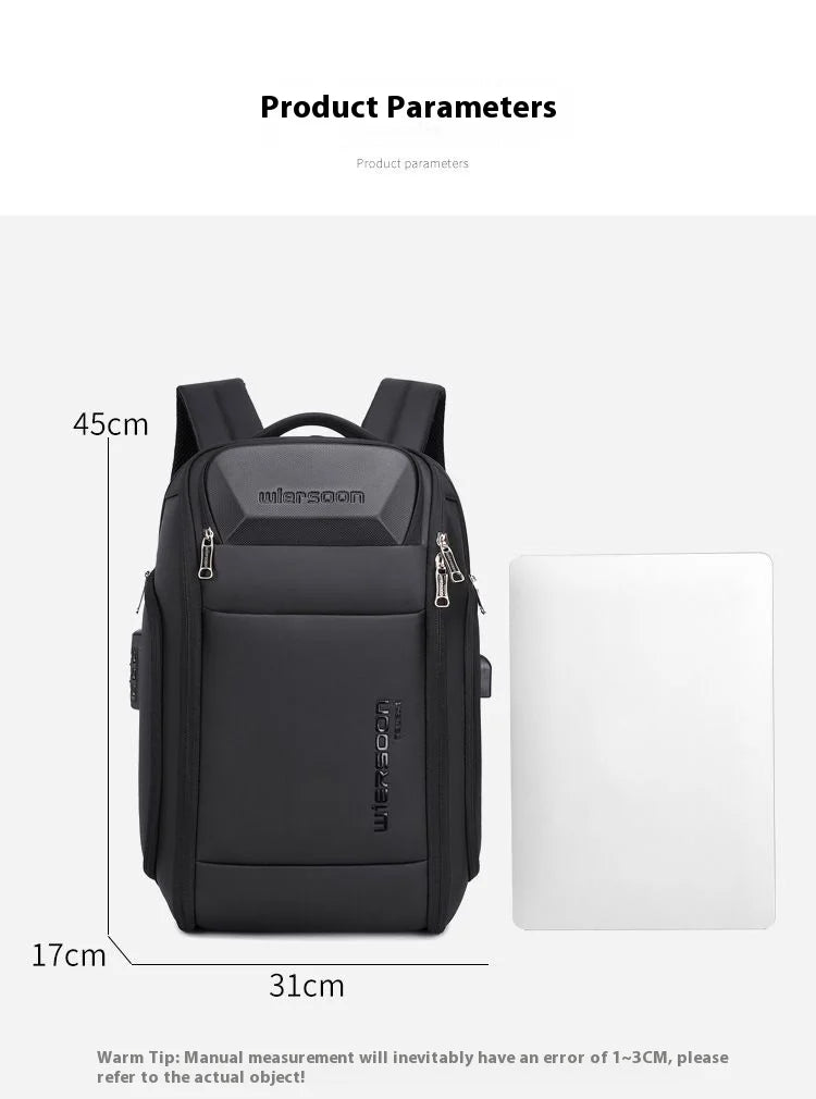 Wiersoon Backpack For Men Waterproof Backpack Large Capacity Business Trip Multifunctional Password Anti-theft Laptop Bag