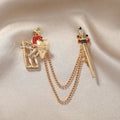 Fashion Lady Walking Dog Chain Brooch Women Suit Pin
