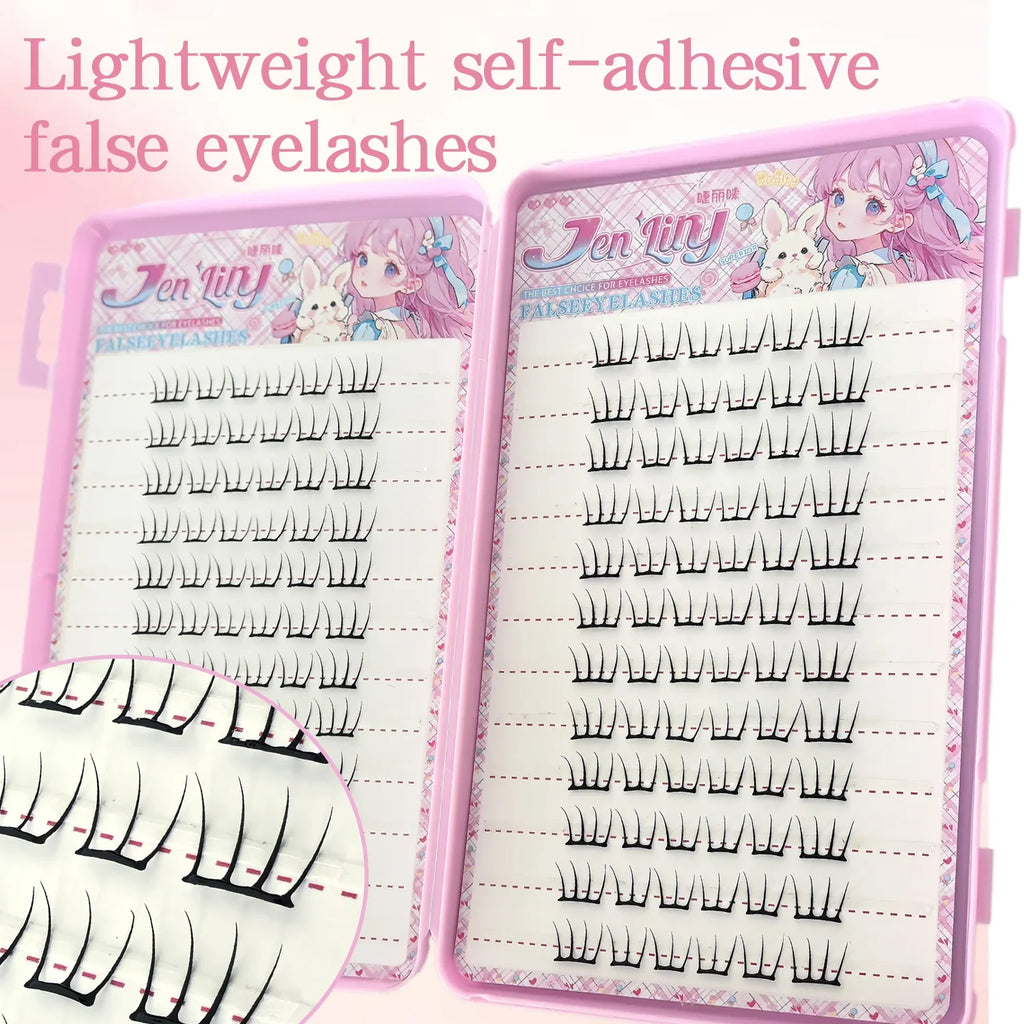 K-pop 2.0 Self-Adhesive False Eyelashes Easy Wear Glue Trendy Daily/Party Eye Makeup Accessory