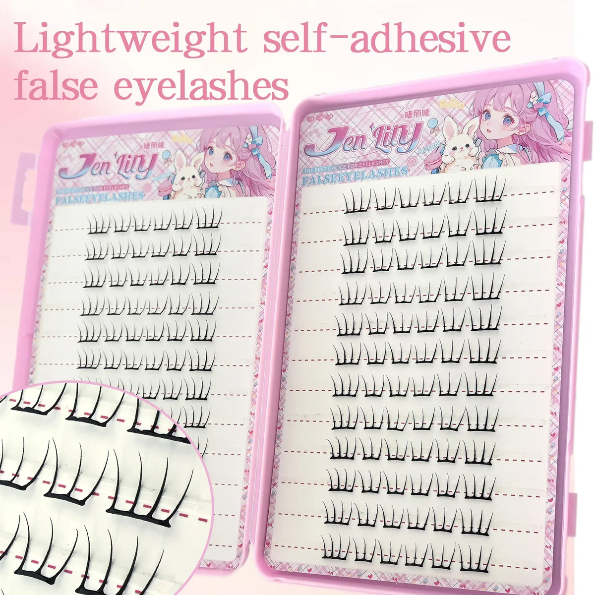 K-pop 2.0 Self-Adhesive False Eyelashes Easy Wear Glue Trendy Daily/Party Eye Makeup Accessory