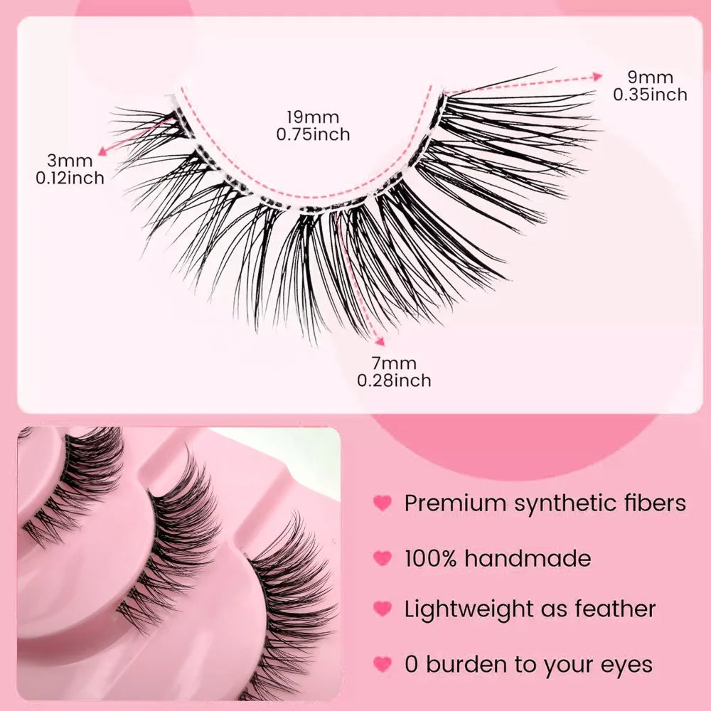 Band Half False Eyelashes Natural Wispy Faux Mink Lashes Lightweight Reusable Comfortable Eye Lash