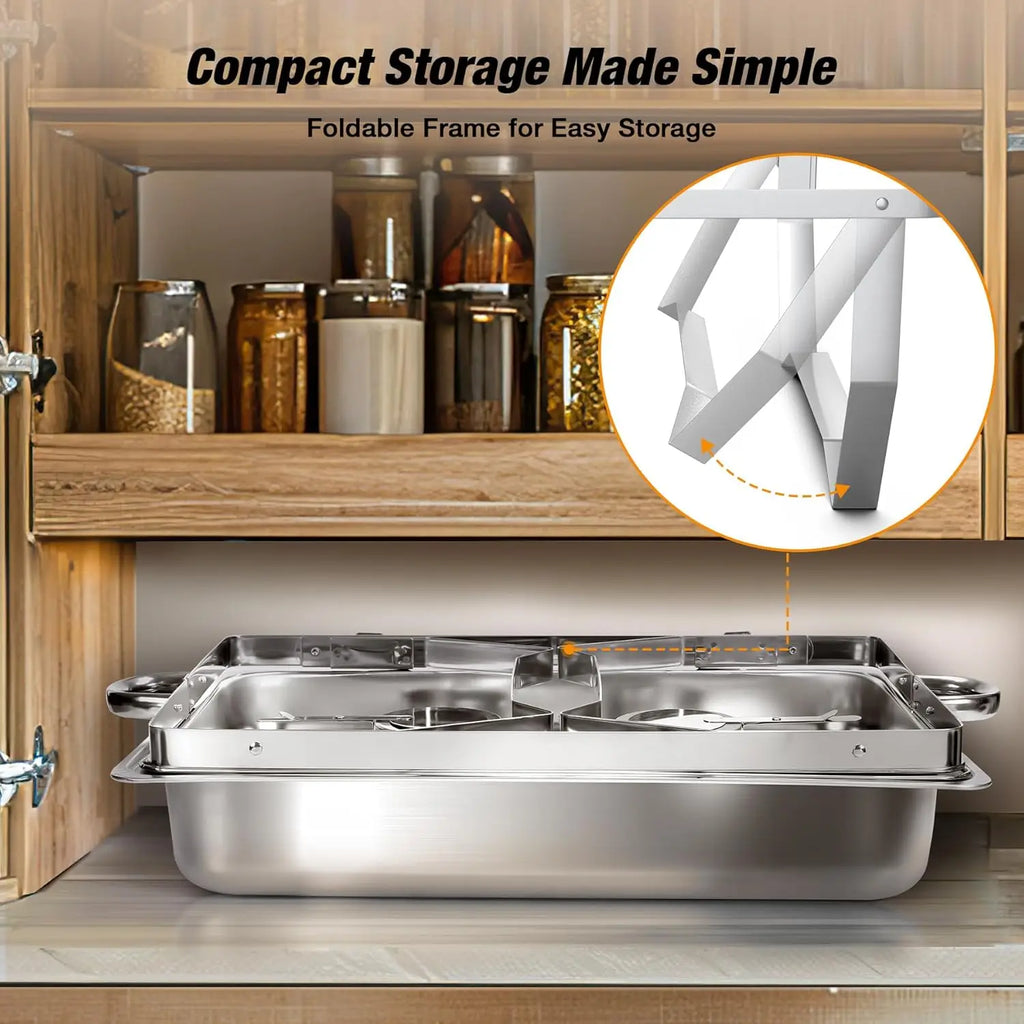 2/4/6 Pack 8QTChafing Dish Buffet Set Stainless Steel Food Warmer Kit with Lids Holders for Restaurant Catering Parties Weddings