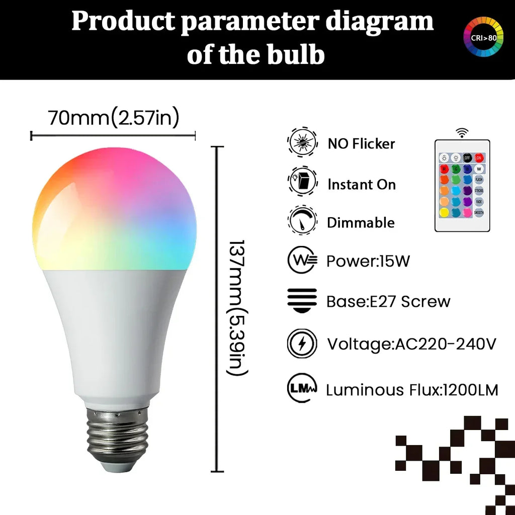 E27 LED Light Bulb | Adjustable Color Temperature (2700K–6500K) | Bedroom & Everyday Lighting