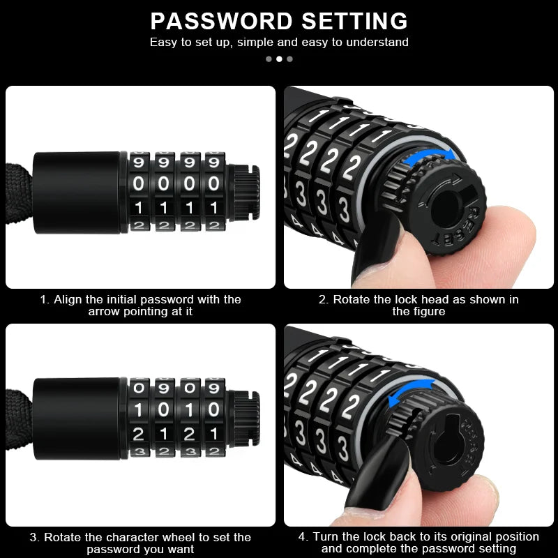 Bicycle Chain Lock | Combination Code & Cloth Sleeve | Bicycles & Compatible E-Bikes