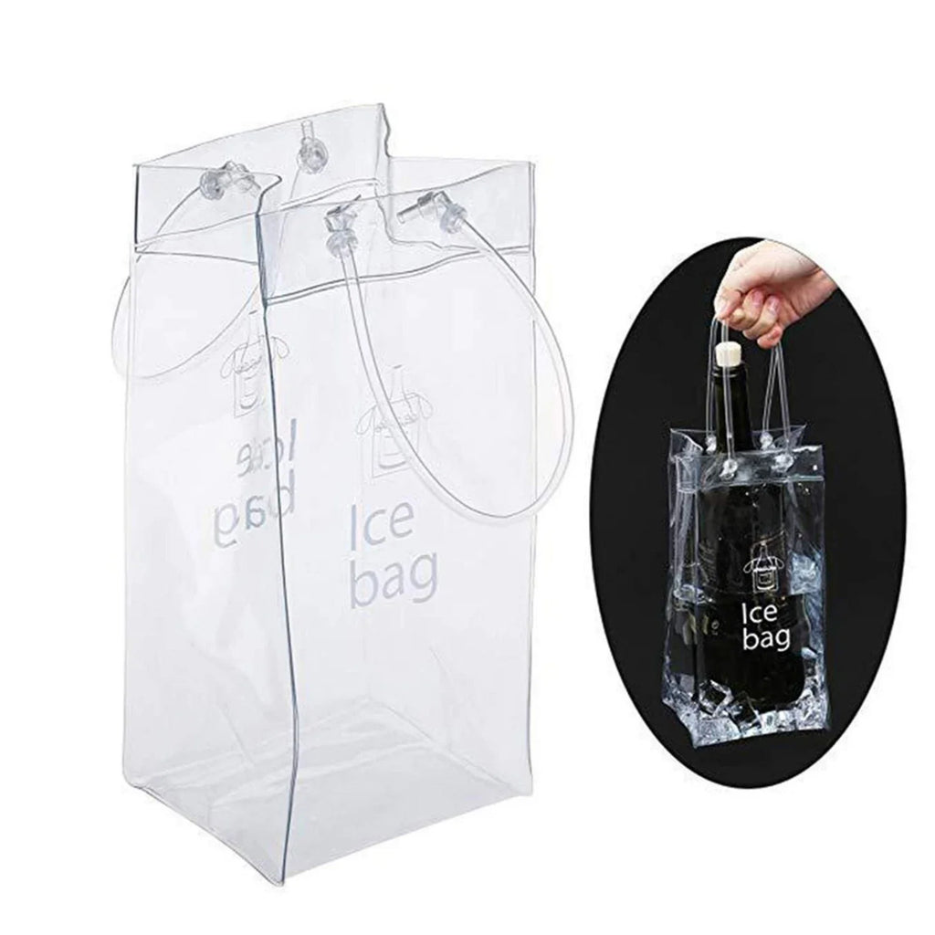 1/2/4pcs ICE Bags PVC Transparent Cooler Clear Pouch Ice Bucket Wine