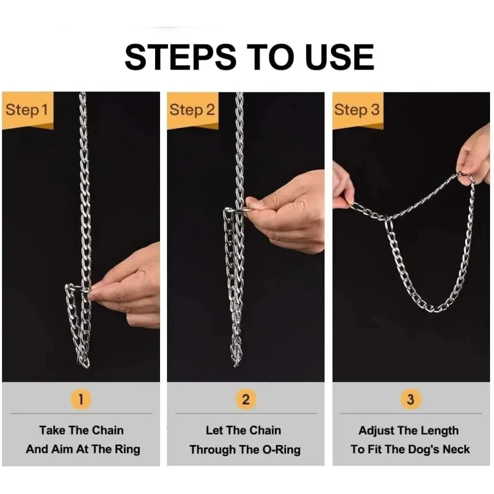 Dog Chainfor Small Medium Dogs Collars Strong Dog Choke Chain No Pull Dog Metal Slip Collar Anti Chew Training Collar Stainless