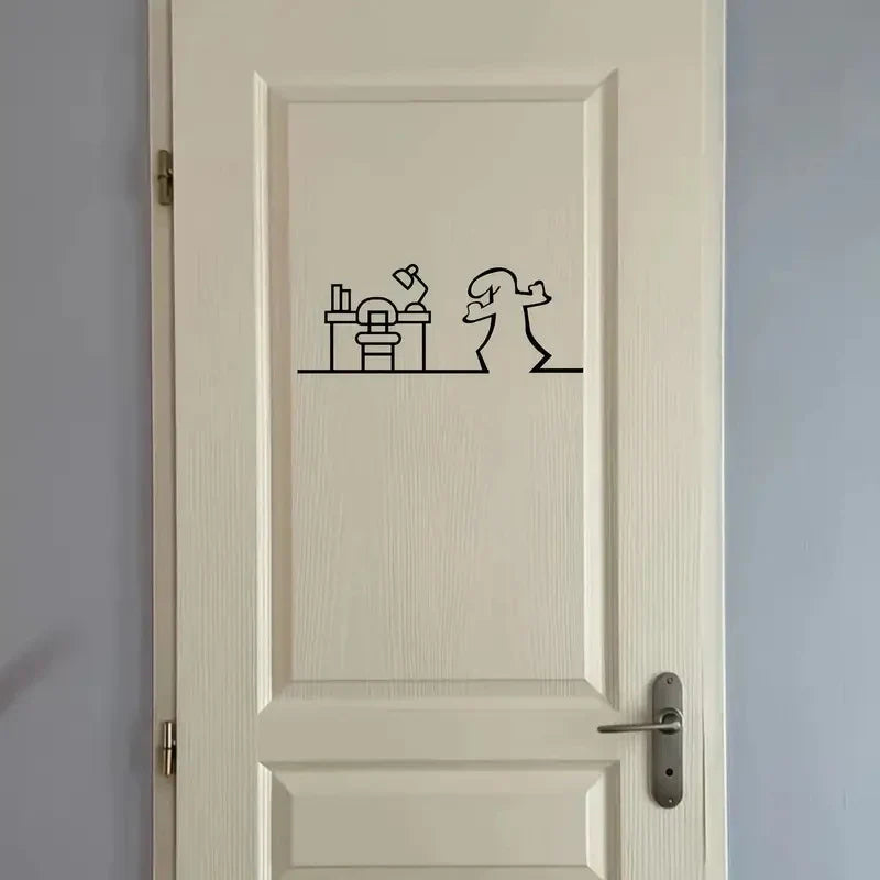 La Linea Minimalist Line Art Stickers | Modern Home Decor Door Decal