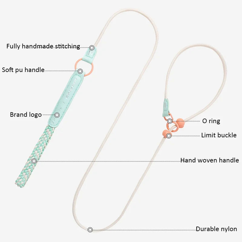 P-Chain Dog Training Slip Lead | Adjustable Nylon + PU, Quick-Release | Small, Medium & Large Dogs