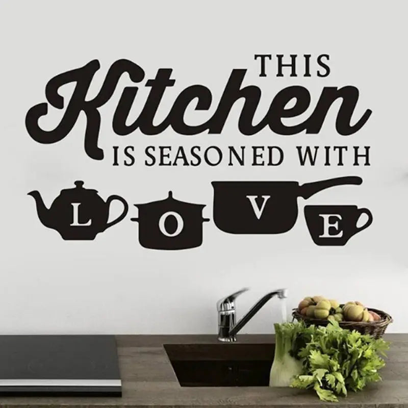 Kitchen Wall Stickers THIS KITCHEN IS SEASONED WITH LOVE Quotes Wall Stickers Restaurant Home Decoration