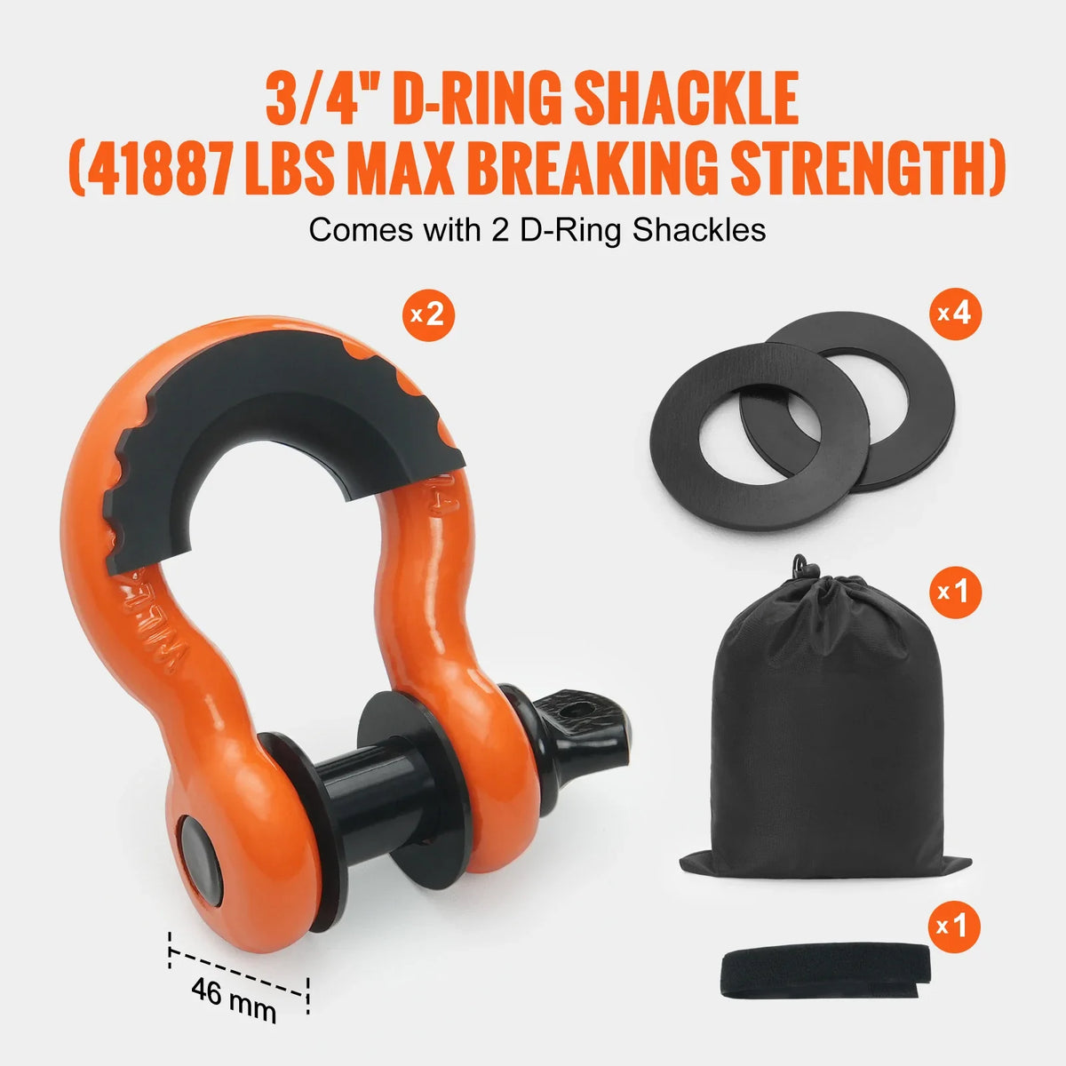 Heavy-Duty Polyester Tow Strap Recovery Kit High-Strength Winch Ropes