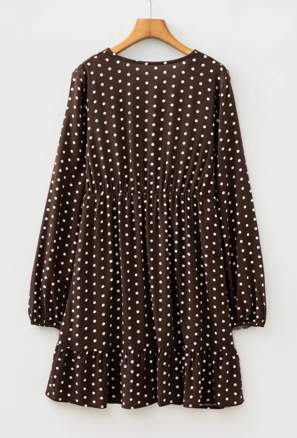 Polka Dot Wrap V-Neck Ruffle Mini Dress
