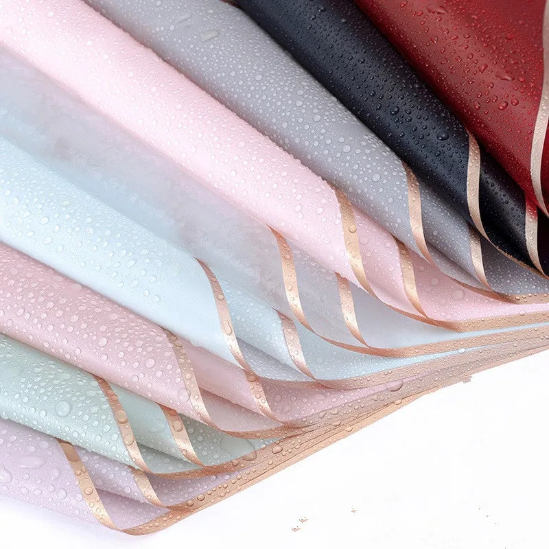 5pcs Flower Wrapping Paper with Golden Border
