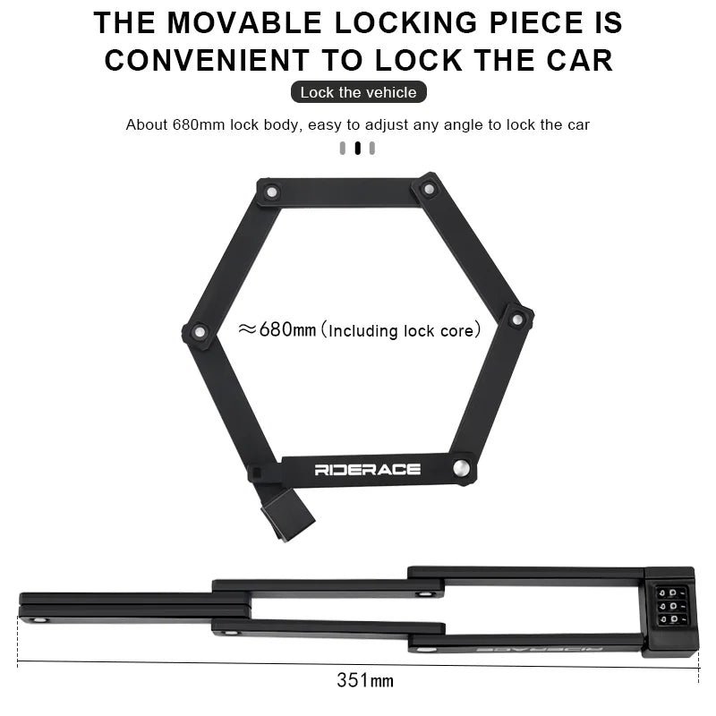 Folding Bicycle Lock | Combination Code & Compact Design | Bicycles & Compatible E-Bikes