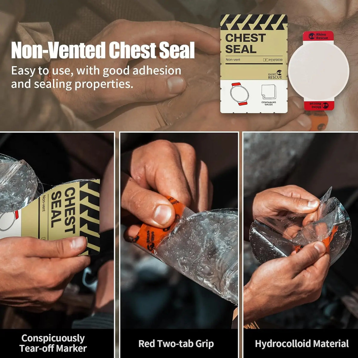 Chest Seal Dressing | Vented & Non-Vented Pack Options | Emergency First Aid & Trauma Kits
