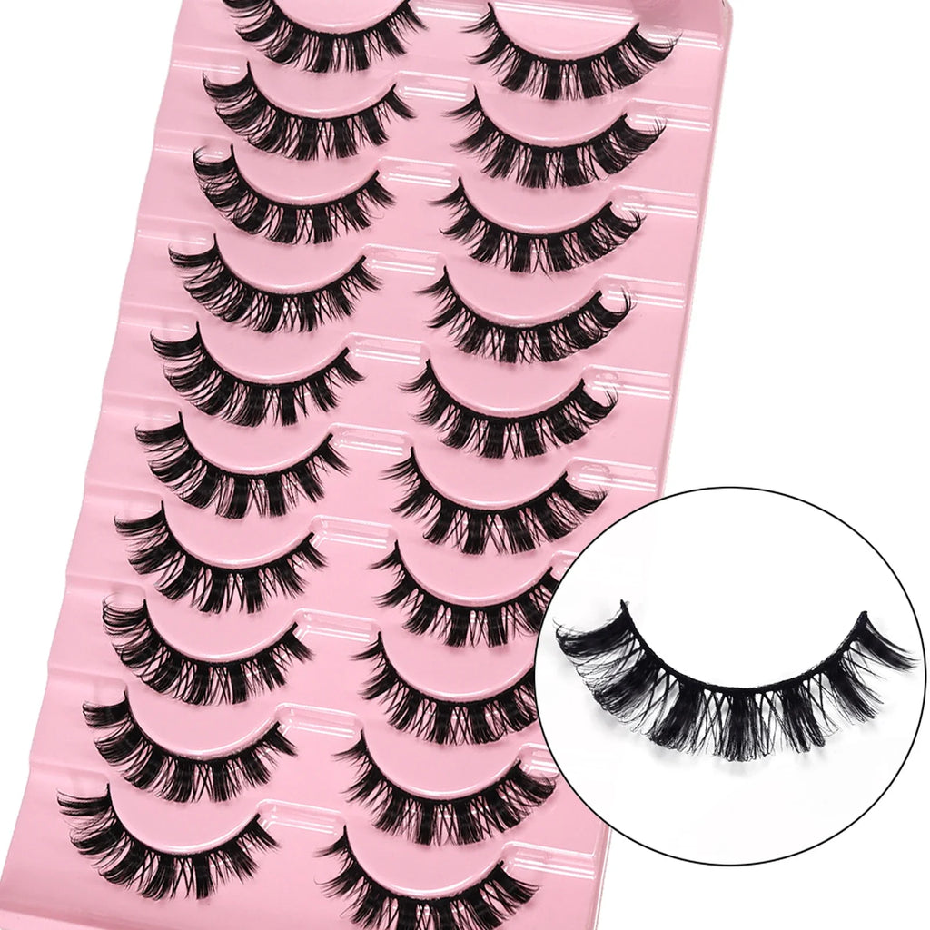 False Eyelashes Deep Curl Hybrid Faux Mink Volume Strip Lashes for Casual Selfie Look