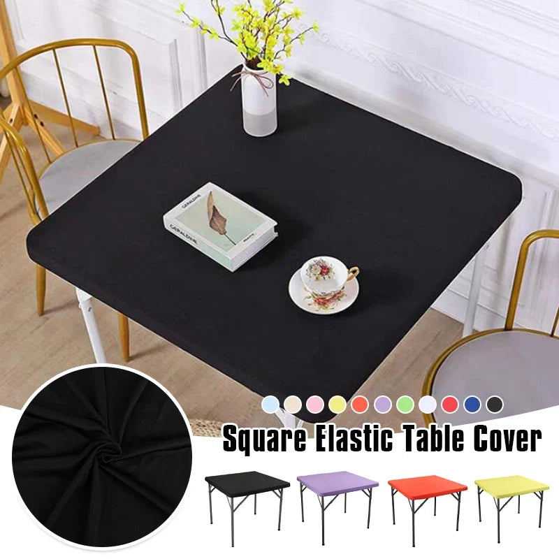 Square Elastic Edge Fitted Table Cover Stretch Cocktail Tablecloth For Wedding Picnic Banquet Party Decor Table Cloth