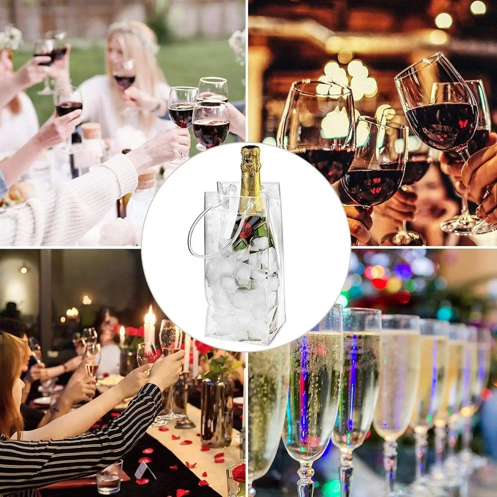 1/2/4pcs ICE Bags PVC Transparent Cooler Clear Pouch Ice Bucket Wine