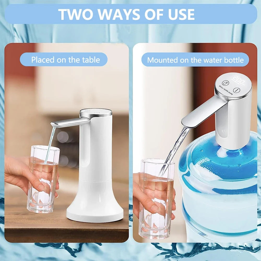 Electric Water Gallon Pump Automatic Water Pump 19 Liters Foldable Desktop Water Bottle Pump USB Rechargeable Water Dispenser
