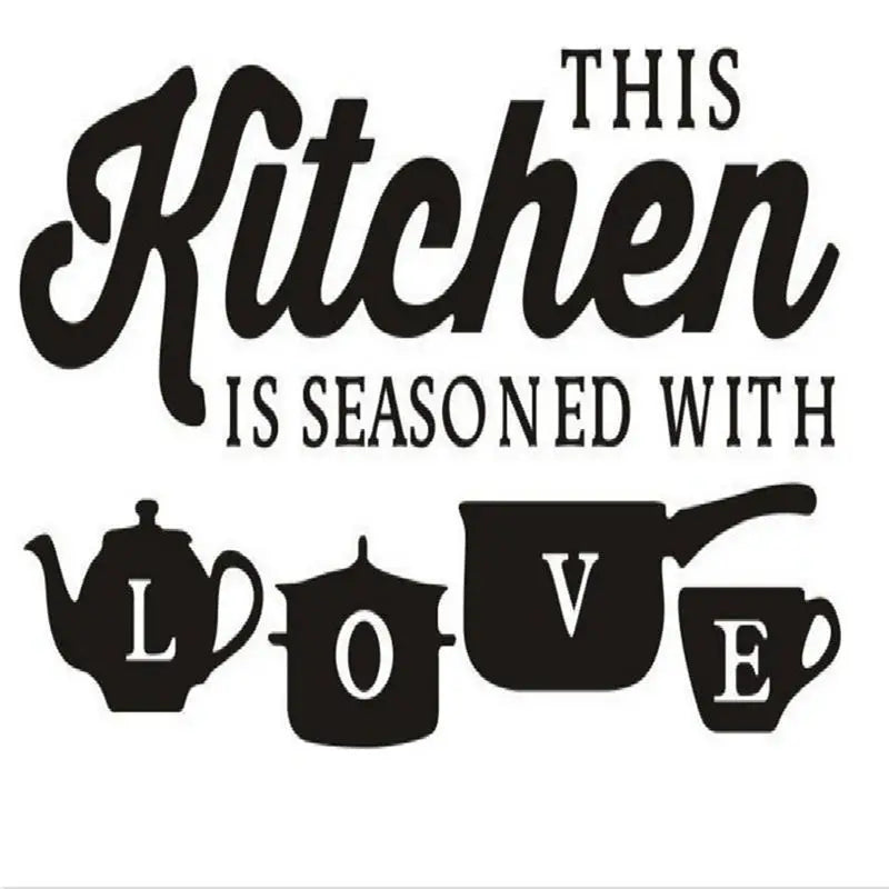 Kitchen Wall Stickers THIS KITCHEN IS SEASONED WITH LOVE Quotes Wall Stickers Restaurant Home Decoration