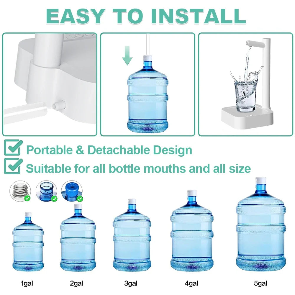 Water Gallon Pump Portable Electric Water Dispenser for Household Camping Smart  Automatic Drinking Water Bottle Gallon Pump