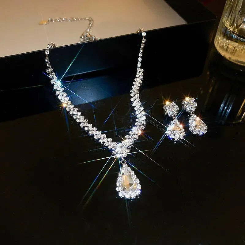 Of Women's Water Drop Necklaces Earrings Set for Wedding Season Banquet