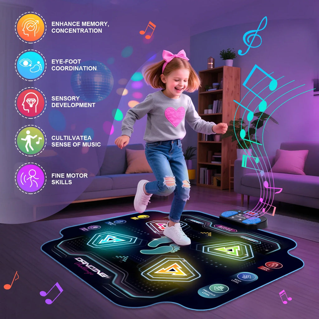 92x88cm Electronic Dance Mat Multi-Function Dancing Blanket with 2 Modes&9 Levels Kids Floor Music Blanket Educational Toy Gifts