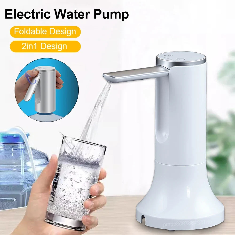 Electric Water Gallon Pump Automatic Water Pump 19 Liters Foldable Desktop Water Bottle Pump USB Rechargeable Water Dispenser