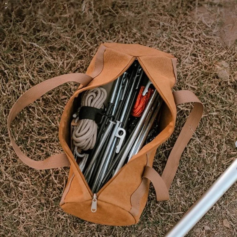 Camping Tools Storage Bag Large Capacity Cylinder Tent Stake Bag Lightweight Tent Peg Ground Nail Holder Bag for Outdoor Camping