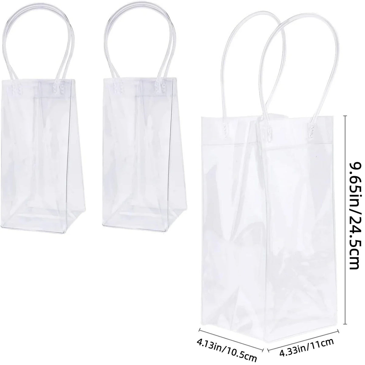 4PCS Transportable Foldable Champagne Ice Bag Beer Cooler Clear White PVC Wine Chiller Ice Bag for Cold Drink at Outdoor Event