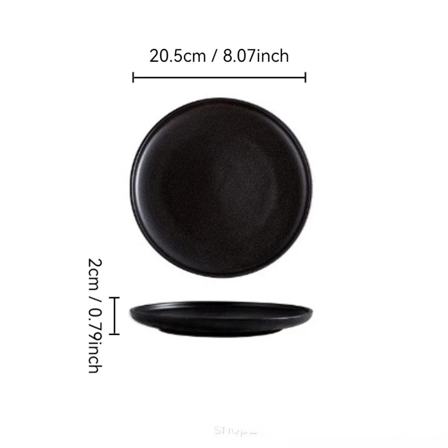 Ceramics Plate Set Home Black Plates Dishes Japanese Style Dinnerware Set Kitchen Decoration Steak Western Food Breakfast Plates