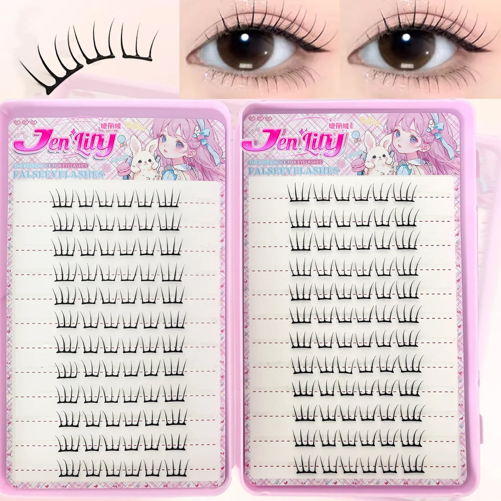 K-pop 2.0 Self-Adhesive False Eyelashes Easy Wear Glue Trendy Daily/Party Eye Makeup Accessory