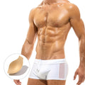 Premium White Men's Swim Trunks With Pad – Comfort Meets Style