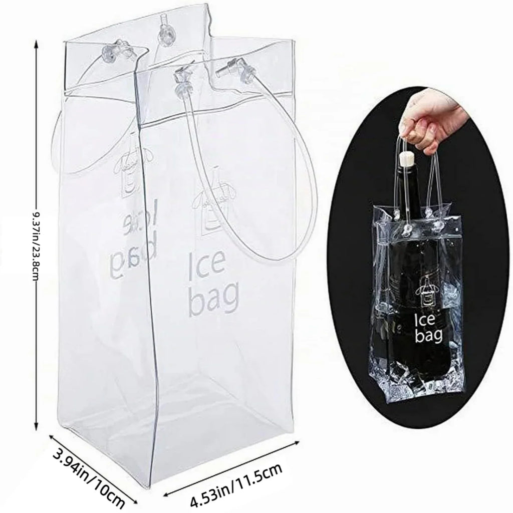 1/2/4pcs ICE Bags PVC Transparent Cooler Clear Pouch Ice Bucket Wine